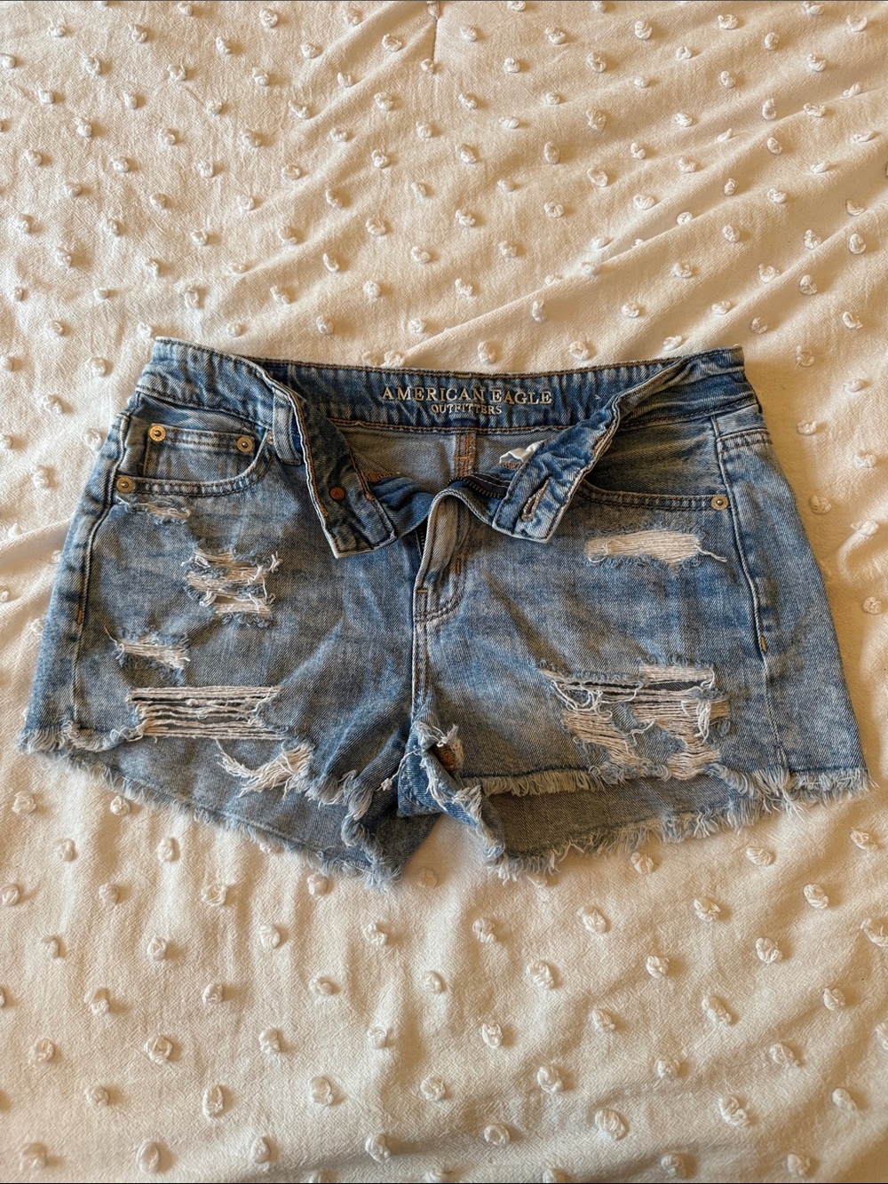 American Eagle Outfitters Ripped Light Blue Denim Cutoff Shorts